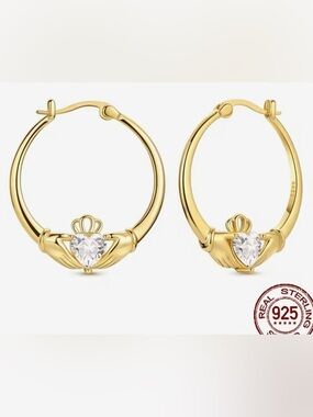 New 18K Claddagh Earrings